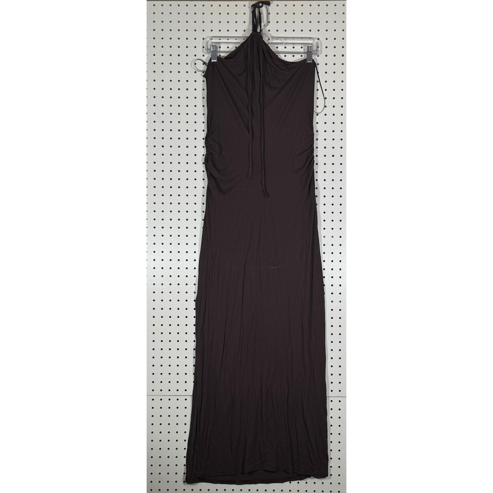Venus Womens Brown Halter Maxi Dress Ruched Side Z218095 Size L